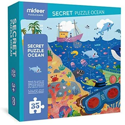 Puzzel "geheimen in de natuur" met 3D bril - bos of oceaan