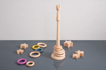 Natural Wooden Ring Stand - Commotion
