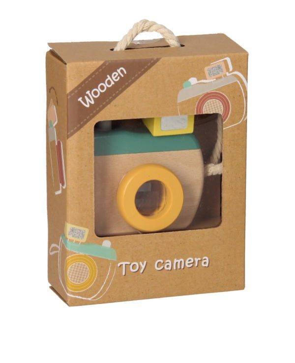 Houten speelgoed camera met kaleidoscoop