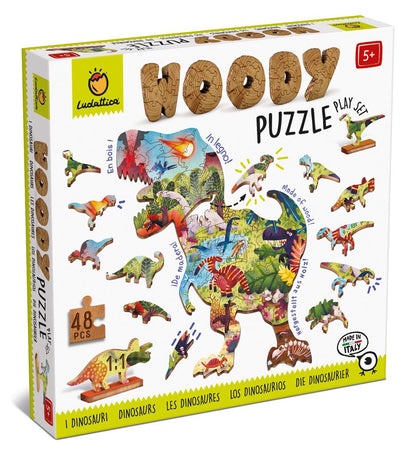 Woody puzzel - Dino, Savanne of Fantasie