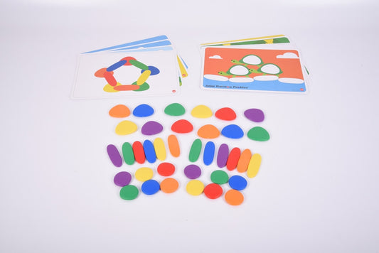 Junior rainbow pebbles met speelkaarten