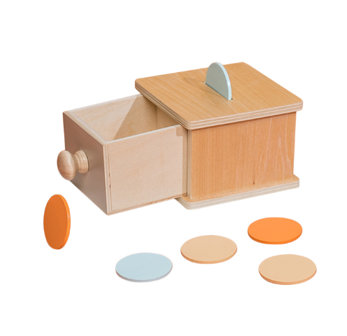 Montessori doos met muntjes - Objectpermanentie Box